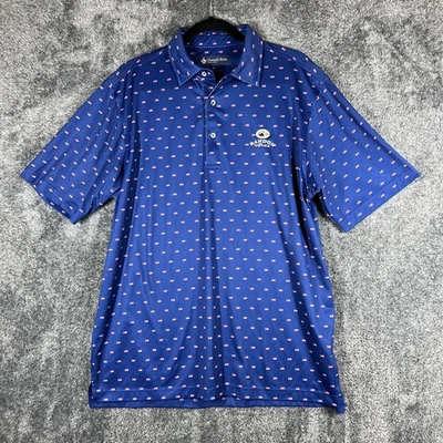 Donald Ross Polo Shirt Mens Medium Blue Bandon Dunes Golf USA Flag Performance - Image 1 of 4