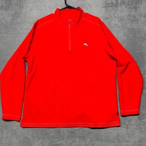 Camicia Tommy Bahama uomo XL rossa Islandzone cotone manica lunga finto collo 1/4 zip - Foto 1 di 10