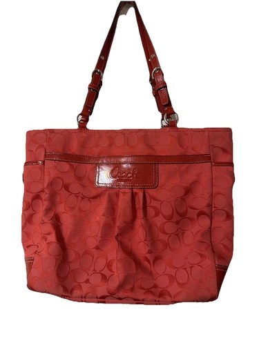 Borsa a mano Coach rossa borsetta jacquard firmata F14670