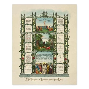 1890 The Prayers & The Ten Commandments of Our Lord Poster Print Wall Art - Picture 1 of 40