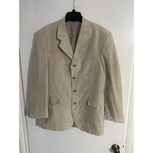 Giorgio Sant Angelo linen sport coat men size 38R beige blazer jacket old money - Picture 1 of 6
