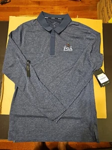 Nike Dri-Fit Men's Golf Polo Shirt Navy Blue Long Sleeve Size SMALL Slim Fit - Picture 1 of 9