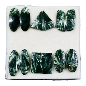 12 Pc/6 Pairs Natural Seraphinite 23-28mm Loose Cabochon Gemstones Lot 151.20 Ct - Picture 1 of 10