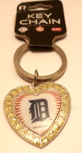 Detroit Tigers MLB Heart-Shaped Rhinestone Keychain - Picture 1 of 4
