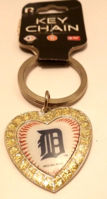 Detroit Tigers MLB Heart-Shaped Rhinestone Keychain - Image 1 of 4