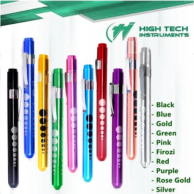 Set of 10 color Aluminum Medical Diagnostic Penlight Pocket LED with Pupil Gauge - Image 1 of 3