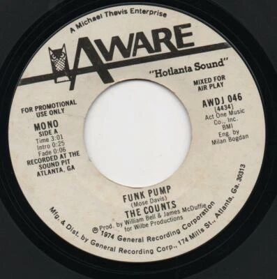 THE COUNTS funk pump (mono)*funk pump (stereo) 1974 US AWARE PROMO 45 - Image 1 of 2