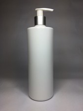 500ml White Cylindrical PET Plastic Bottle & Silver/White Lotion Pump ANY AMOUNT