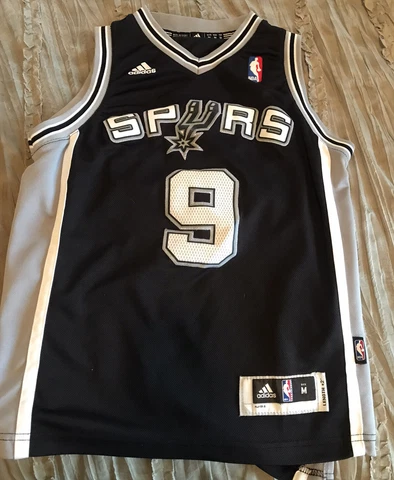 TONY PARKER San Antonio SPURS Sewn ADIDAS Youth M Jersey Black NBA Basketball Cover