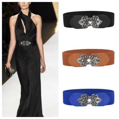 Cinturón de cintura elástico de tela elástica Moda Hebilla con lazo Mujeres Vestidos Abrigos Cinturón Foto 1 de 4