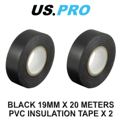 US PRO Black 19MM X 20 Meters PVC Insulation Tape X 2 9030 - Image 1 of 2