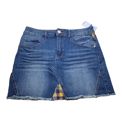 Doll House NWT 9 Junior Blue Denim Raw Edge Mini Jean Skirt $39 M072 - Image 1 of 4