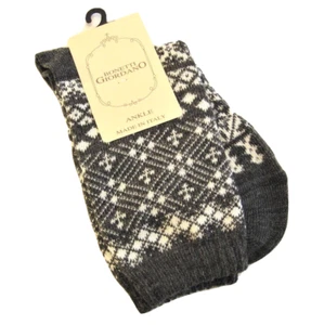 Bonetti Giordano Italy Wollmischung Damen Stiefelsocken Fair Isle anthrazit - NEU - Bild 1 von 1