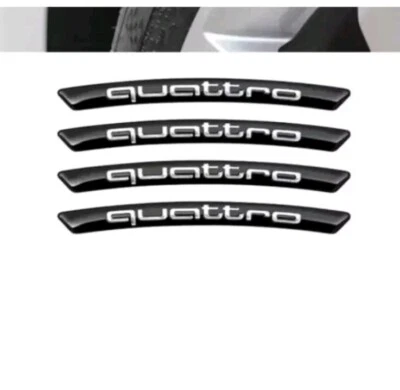 4 x S Quattro Emblem Logo  Felgen Aufkleber Sticker 90mm x 7,5mm Schwarz NEW - Bild 1 von 2