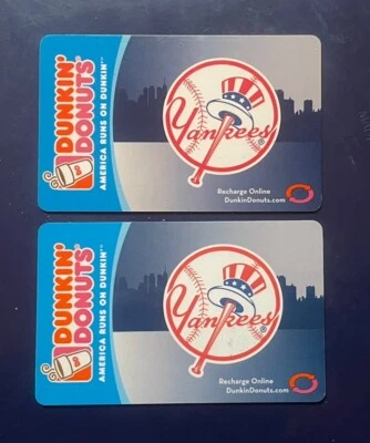 2006 Dunkin Donuts Gift Card. NEW YORK YANKEES. 2 cards. Mint. Global shipping. - Image 1 of 2