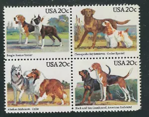 Scott # 2098/2101...20 Cent ....Dogs.... Blocks of 4 In Order. - Picture 1 of 1