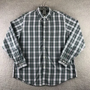 Brooks Brothers Regent Button Down Shirt Mens XL Green Gray Plaid Long Sleeve - Picture 1 of 10