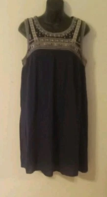 Vestido recto Ya Losangeles azul con detalles de costuras blancas forrado sin mangas talla L Foto 1 de 4