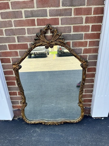 Ornate Vintage Hand Carved Gothic Large Heavy Wooden Wall Mirror Cover