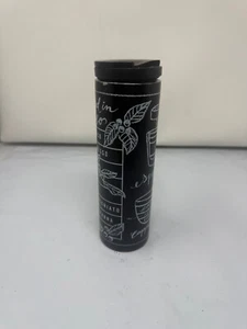 Starbucks Tumbler 2012 Chalkboard Troy Skinny Stainless Steel Coffee 16 OZ Black - Picture 1 of 2