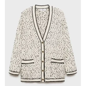 MNG Mango LG Jessy Fleck Knit Cardigan Tweed Like Sweater Button Front Oversized - Picture 1 of 5