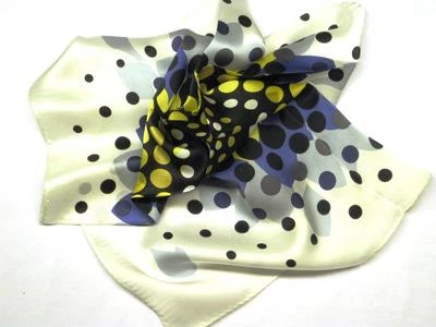 New 14" 100% Silk Pocket Square White Blue Gold Moonburst-S - Image 1 of 2