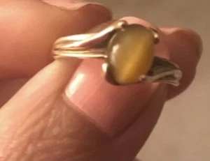10 Karat massiver Goldring echtes Katzenauge Größe 6 - Bild 1 von 3
