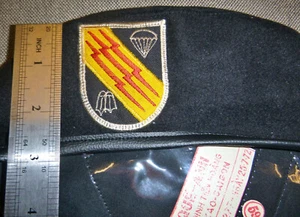 XL Size 61 - BLACK BERET - US RANGER - NAVY SEALS QUALIFIED - Rare - Vietnam War - Picture 1 of 7