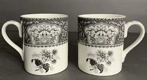 Nuevo lote de 2 spode Heritage 16 Ounce Mug - Motivo floral blanco y negro - Imagen 1 de 6