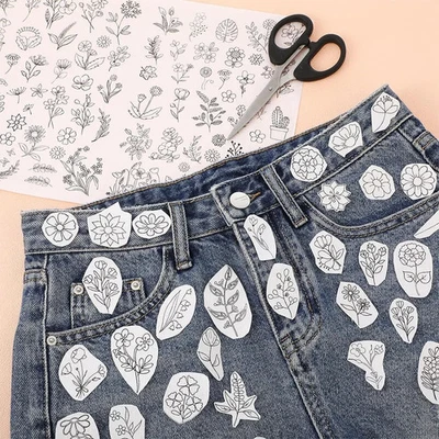 1pc Water Soluble Sticker Embroidered Transfers Sewing For T-shirt Gloves Scarf - Image 1 of 4