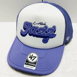 '47 Brand Utah Jazz Luminance A-Frame Trucker Hat Cap Adjustable Snap Purple - Picture 1 of 5