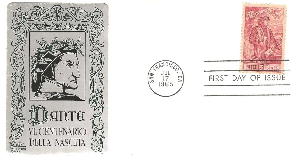 Dante Alighieri Edición #1268 FDC Sarzín Metálico Cachet M5355 Foto 1 de 1