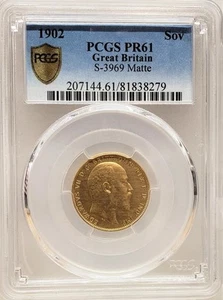 1902 Great Britain 1 Sovereign Edward VII Gold MATTE Proof PCGS graded PR61 - Picture 1 of 5