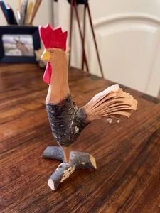 Handgeschnitzter Hahn Holz Schwedisch 5 Zoll VOLKSKUNST Skandinavisch - signiert DN Vintage - Bild 1 von 7