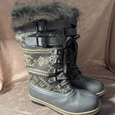 Botas Muk Luks Allie tamanho 11 Thinsulate Fair Isle inverno cabine esqui ao ar livre - Imagem 1 de 4