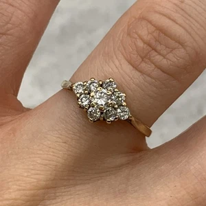 CZ Cluster Ring 9ct 375 Yellow Gold - Size L - Picture 1 of 10