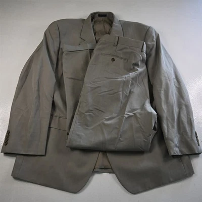 Chaps Ralph Lauren 48R 40x32 Khaki Beige Herringbone Mens Jacket Pants Suit - Image 1 of 4