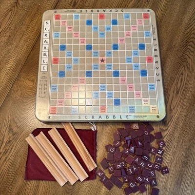 Scrabble Deluxe Edition Turntable Crossword Board Game 1977 Hasbro Mahogany Tile - Image 1 of 4