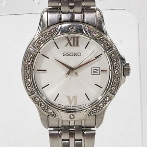 Seiko Women's Sur865 Dress Silver Dial Steel Bracelet Crystal Accented Watch - Picture 1 of 8