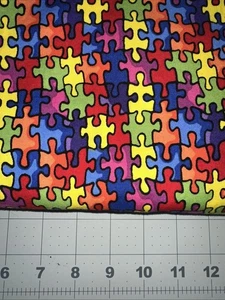 Autism Puzzle Print Fabric 42" Wide x 2 Yards 100% Cotton Fabric, Sewing - Bild 1 von 3