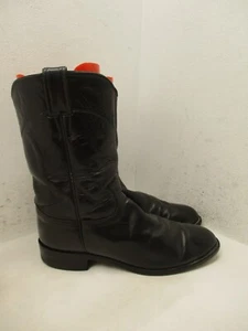 Justin Classic Black Leather Roper Style 3133 Cowboy Boots Mens Size 7.5 D USA - Picture 1 of 13