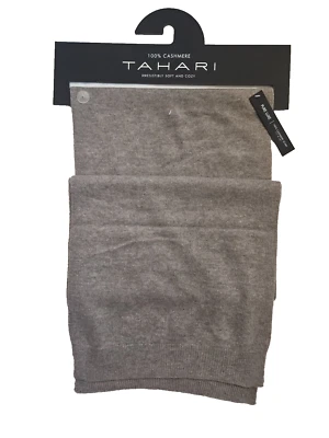 Tahari Largo 100% 2 Capas Cachemira Encantada Acogedora Bufanda Tejida Beige 13" x 71" Nuevo Foto 1 de 4