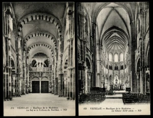 VEZELAY, Antique Postcard Group 1920's Abbaye Sainte-Marie-Madeleine de Vézelay  - Picture 1 of 2