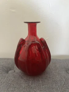 1980s Mid Century Red Murano Glass Bud Vase - Picture 1 of 5