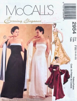McCall's Pattern 2954 Misses Lined Evening Dress & Stole Plus Sizes 18 20 22 - Image 1 of 2