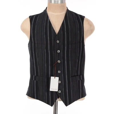 Colete/colete de lã Caruso novo com etiquetas tamanho 50 EUA 40 em listras azuis/pretas - Imagem 1 de 4