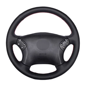 Black Leather Sewing Car Steering Wheel Cover for Mercedes Benz W203 C-Class - Picture 1 of 14