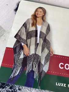Woolrich NWT Cozy Check Fringe Soft Blanket Wrap One Size - Picture 1 of 5