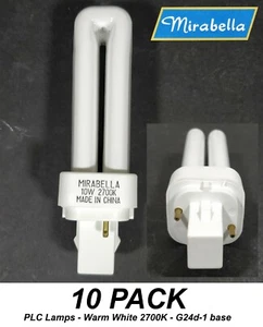 10 x 10W Compact Fluorescent Globes Bulbs Lamps PLC G24d-1 Warm White 2700K - Picture 1 of 4