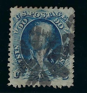 B&D: 1861-62 U.S. Scott 72 90c azul Washington con elegante cancelación de corcho - Imagen 1 de 2
